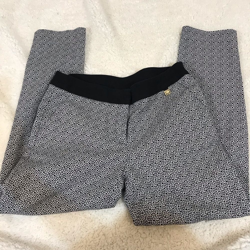 Anne Klein black & white pattern work pants